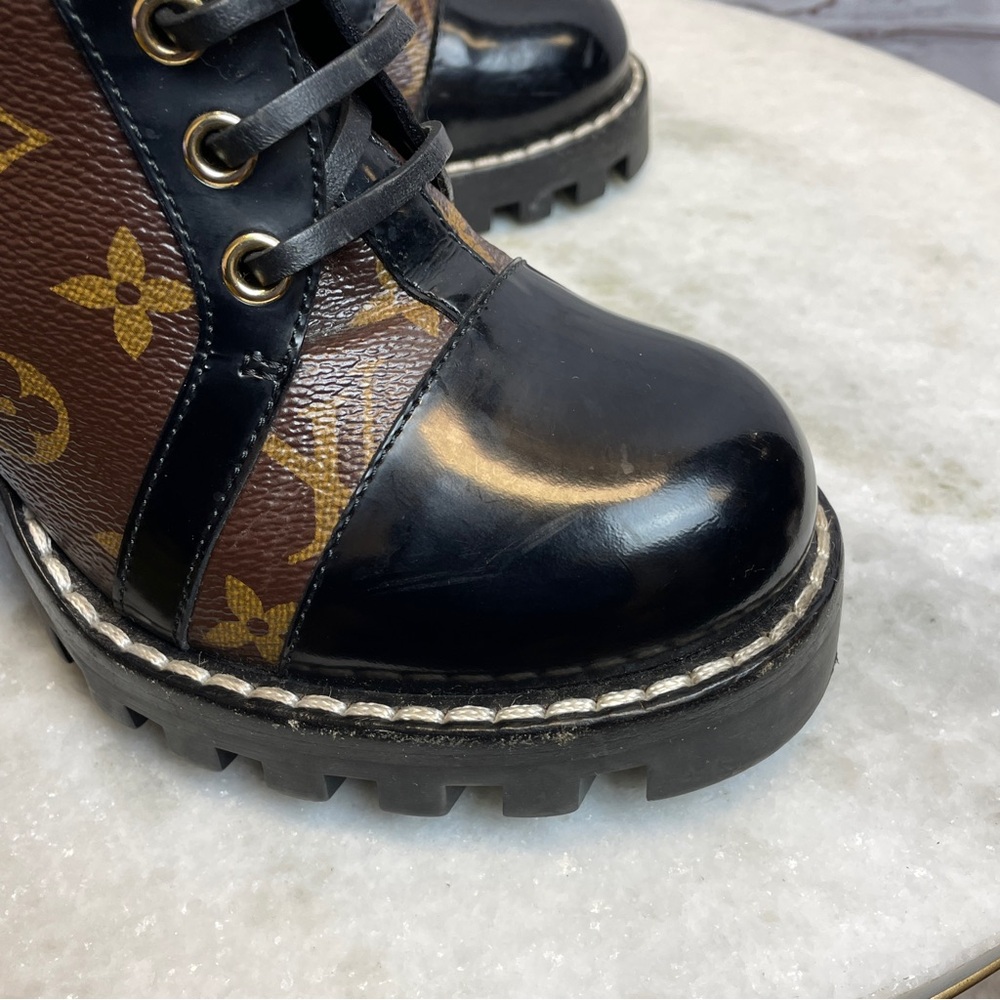 Louis Vuitton Black and Brown Lace Up Boots - Picture 4 of 11